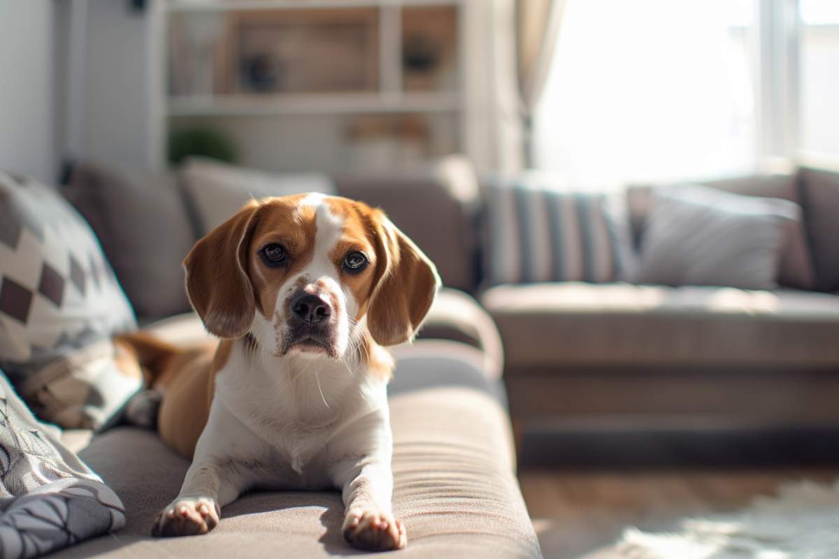 chien sur canapé